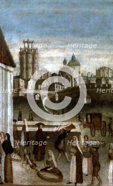 Scene of market and traders, detail 'El Bornet', oil on canvas.