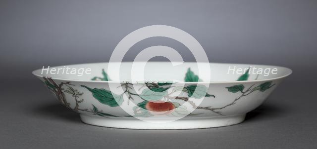 Dish with Bird on Peach Branch, 1662-1722. Creator: Unknown.