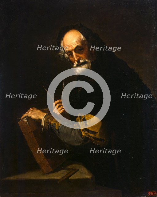 Philosopher with a book, a compass and goniometer, 1630. Artist: Ribera, José, de (1591-1652)