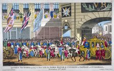 Royal procession passing Temple Bar, London, 1837. Artist: Anon
