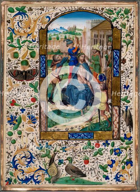 Christ Crowned with Thorns - One of four Illuminated pages from a Book of Hours, c1430-1450. Creator: Unknown.