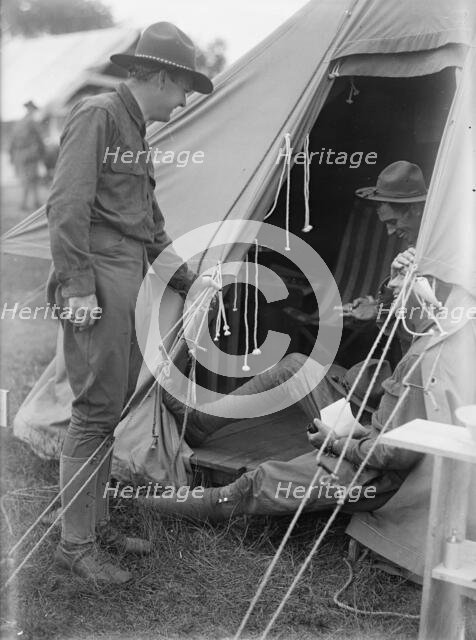 Plattsburg Reserve Officers Training Camp - Dudley Field Malone, Center, 1916. Creator: Harris & Ewing.