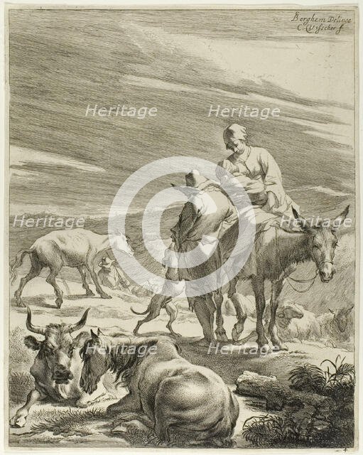 Woman on an Ass Suckling a Child, n.d. Creator: Cornelis de Visscher.