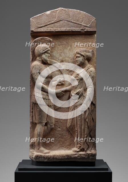 Grave Stele of Philoxenos with his Wife, Philoumene, about 400 BC. Creator: Unknown.