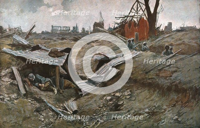 ''Bataille de la Somme; Village de Dompierre', 1916 (1924) Creator: Francois Flameng.