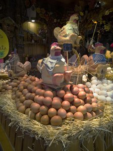 An egg display at La Bouqueria, Barcelona, Spain, 2020. Creator: Ethel Davies.