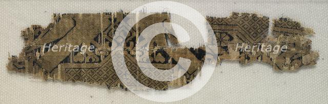 Textile Fragment with Portions of Eight-Pointed Star and Birds, 11th-12th century. Creator: Unknown.