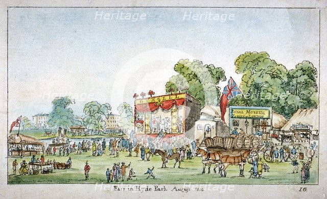Fair in Hyde Park, Westminster, London, 1814. Artist: J Gordon