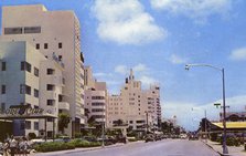 Collins Avenue looking toward Lincoln Road, Miami Beach, Florida, USA, 1953. Artist: Unknown