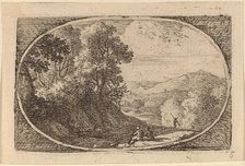 Two Figures Seated to the Right of a Road. Creator: Herman van Swanevelt.