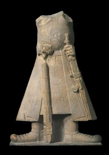 Statue of the emperor Kanishka with inscriptions in Brahmi Script, 1st-2nd century. Creator: Central Asian Art.