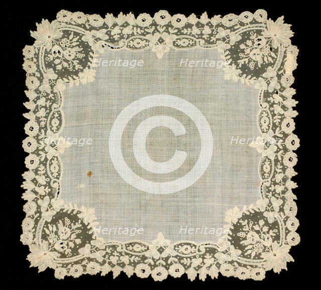 Handkerchief, Belgian, third quarter 19th century. Creator: Unknown.