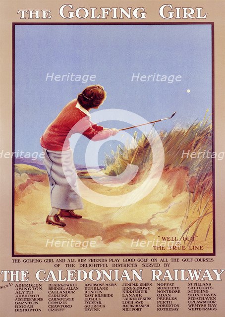 'The Golfing Girl', Caledonian Railway poster, c1910. Artist: Unknown