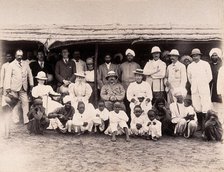 Patients being discharged from hospital, during the bubonic plague outbreak in Karachi, India, 1897. Creator: Unknown.