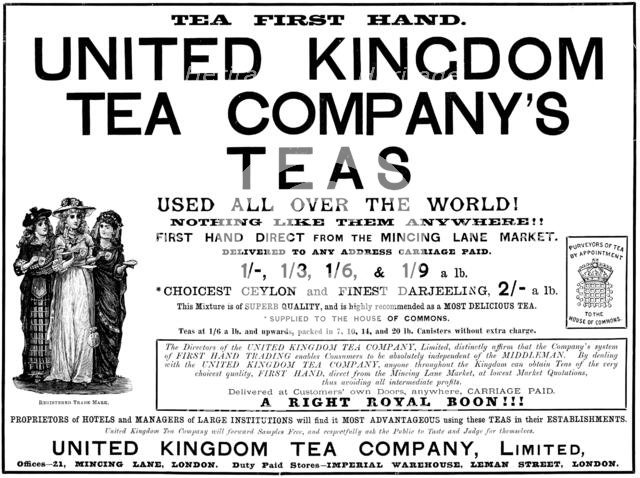 Advertisement for United Kingdom Tea Company, Limited, 1890. Creator: Unknown.