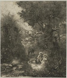 Rest on the Flight into Egypt with Saddled Donkey, 1871. Creator: Rodolphe Bresdin.