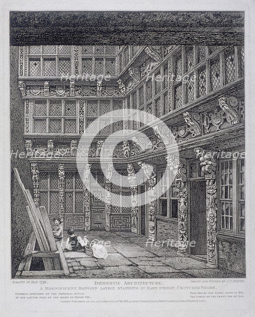 Mansion of Sir Richard (Dick) Whittington in Hart Street, Crutched Friars, London, 1812. Artist: John Thomas Smith