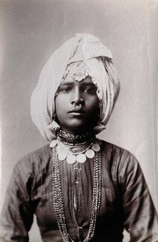 A young Hindu girl, perhaps a princess, in a studio setting, c1900. Creator: Unknown.