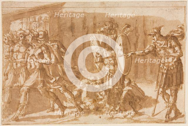 Victorious Soldiers with Trophy, 1550s. Creator: Pellegrino Tibaldi (Italian, 1527-1596).