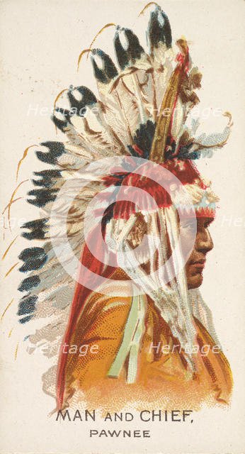 Man and Chief, Pawnee, from the American Indian Chiefs series (N2) for Allen & Ginter Ciga..., 1888. Creator: Allen & Ginter.