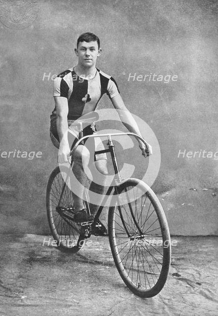 Portrait of the cyclist AW Harris, 1896.  Creator: Unknown.