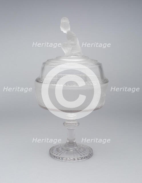 Westward Ho!/Pioneer pattern covered dish, 1876/90. Creator: Gillinder & Sons.