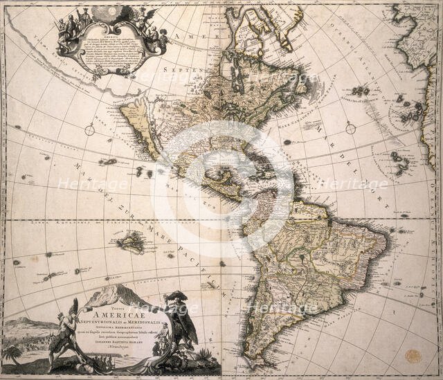 Map of America, (c1700?). Creator: Johann Baptista Homann.