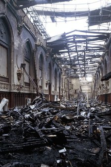 Fire damage at St George's Hall, Windsor Castle, Windsor, Berkshire, 1992. Artist: Unknown