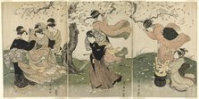 A Windy Day under the Cherry Trees, c. 1797. Creator: Utagawa Toyokuni I.