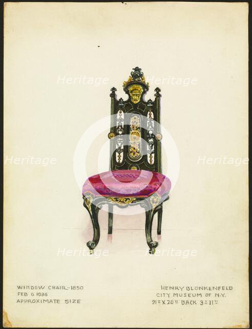 Window Chair (one of a pair), 1936. Creator: Henry Blonkenfeld.