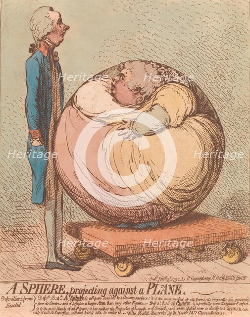 A Sphere, Projecting Against a Plane, January 3, 1792., January 3, 1792. Creator: James Gillray.