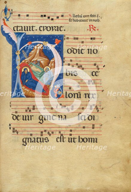 Initial H: The Nativity; Antiphonal, late 13th century. Creator: Master of Gerona.