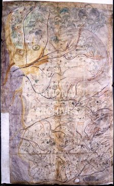 Manuscript map of Lancashire, drawn c1576-1590.  Creator: Unknown.