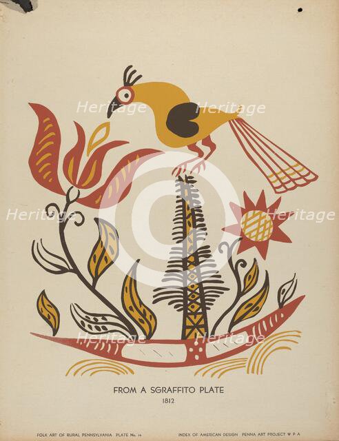 Plate 14: From Portfolio "Folk Art of Rural Pennsylvania", c. 1939. Creator: Unknown.