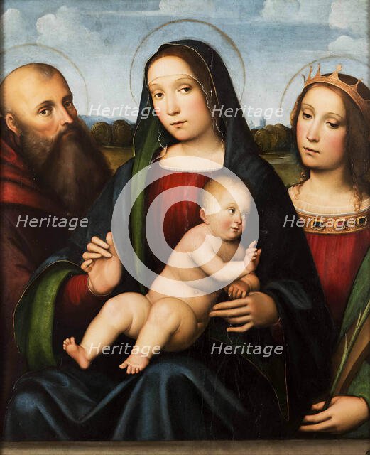 Madonna and Child between Saints Anthony the Great and Catherine of Alexandria, 16th century. Creator: De' Boateri, Jacopo (around 1480-1530).