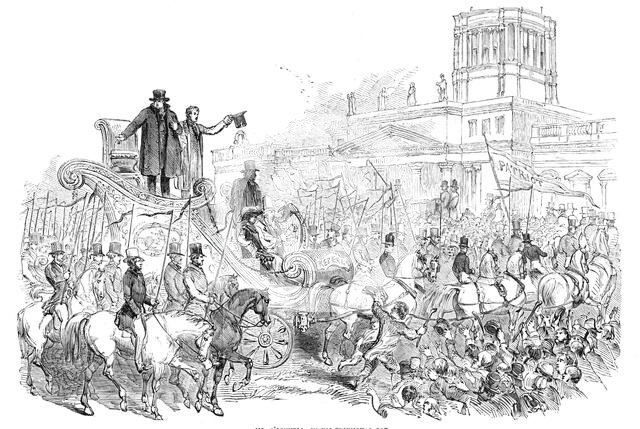 Mr. O'Connell, in his triumphal car, 1844. Creator: Unknown.