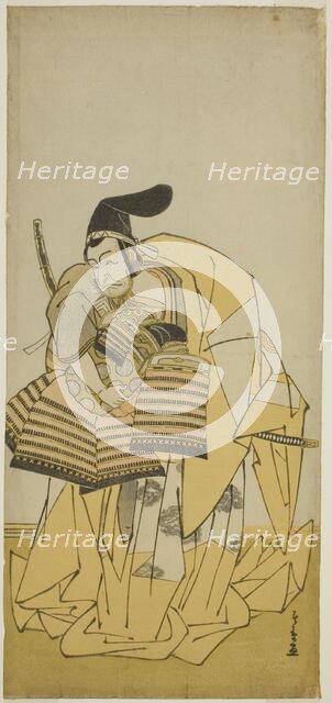 The Actor Ichikawa Ebizo III as Kudo Saemon Suketsune in the Play Kamuri Kotoba Soga..., c. 1776. Creator: Shunsho.