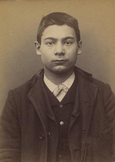 Mocquet. Georges, Gustave. 17 ans, né le 17/5/76 à Paris IXe. Tapissier. Anarchiste. 6/1/94., 1894. Creator: Alphonse Bertillon.