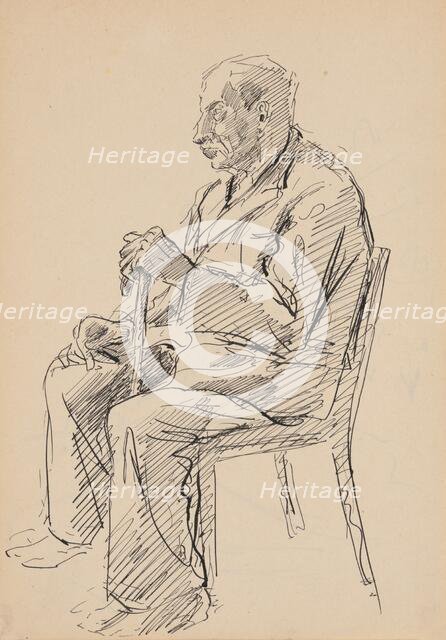 Seated Old Man with a Stick, 1939/1944. Creator: Ján Novák.