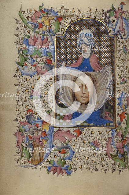 Saint Veronica Displaying the Sudarium; Book of Hours, about 1450-1455. Creator: Master of Guillebert de Mets.