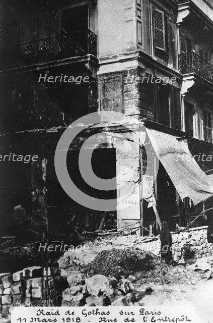 Damage after a raid by German Gotha bombers, Paris, 11th March 1918. Artist: Unknown