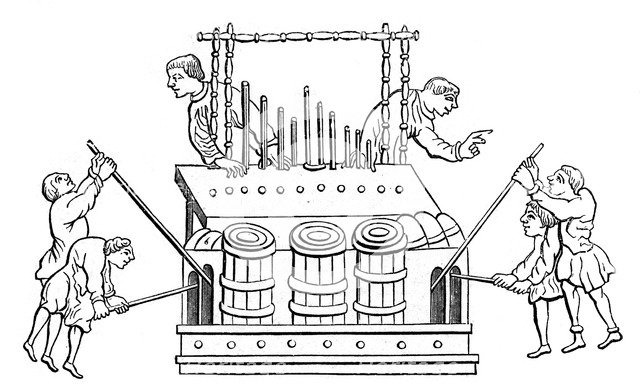 Great organ with bellows and double keyboard, 12th century, (1870). Artist: Unknown