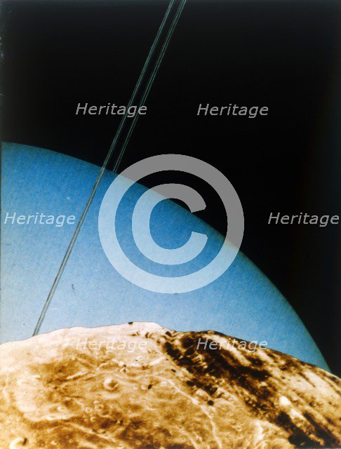 Uranus seen from Miranda, 1986. Creator: NASA.