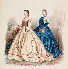 Fashion Plate - Petit Courrier des Dames 'Modes de Paris', 1865. Creator: Gilquin fils.