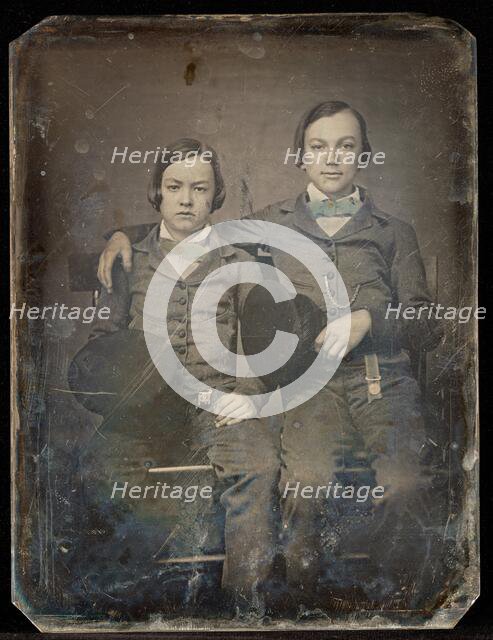 Portrait of Two Seated Boys, about 1850. Creator: Unknown.