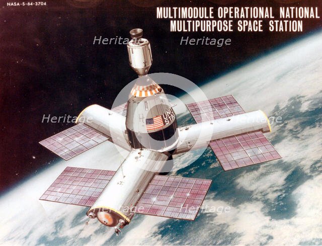 Three-Radial-Module Space Station Concept, 1960. Creator: NASA.