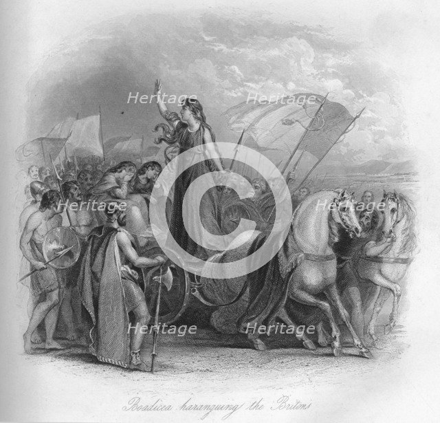 'Boadicea haranguing the Britons', 1859. Artist: Unknown.