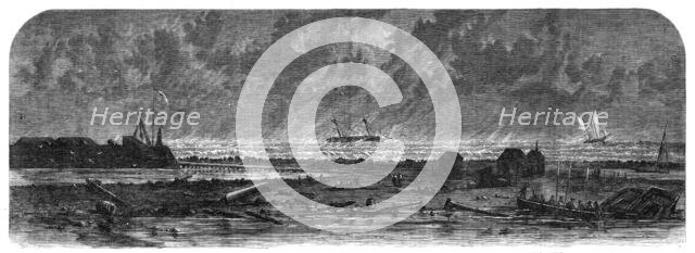 The Civil War in America: Hatteras Spit, with the wreck of the City of New York on the... 1862. Creator: Unknown.