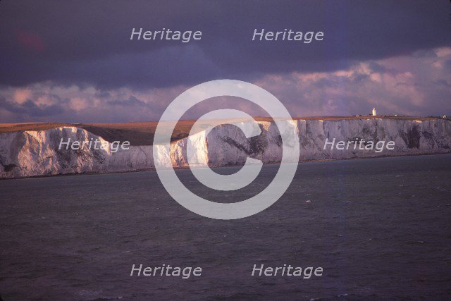 South Foreland Cliffs and Lghthouse from the Sea of Dover, England, 20th century. Artist: CM Dixon.