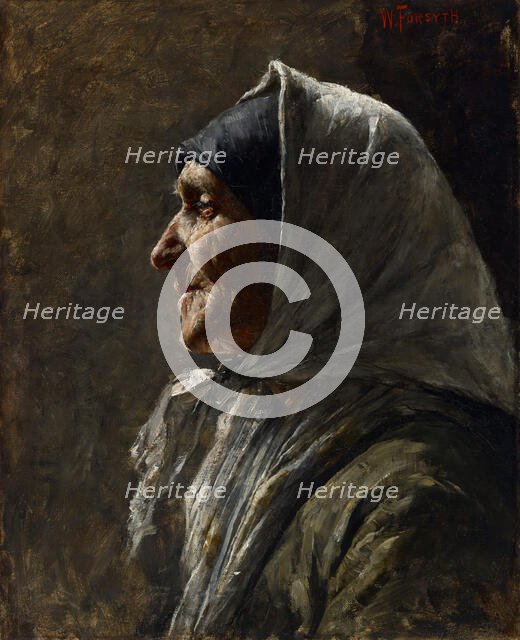 Study Head (Old Woman) (recto), study head, old man (verso), about 1883-1884. Creator: William Forsyth.